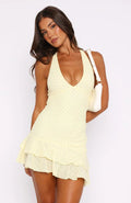 Lemon Breeze Halter Mini Dress
