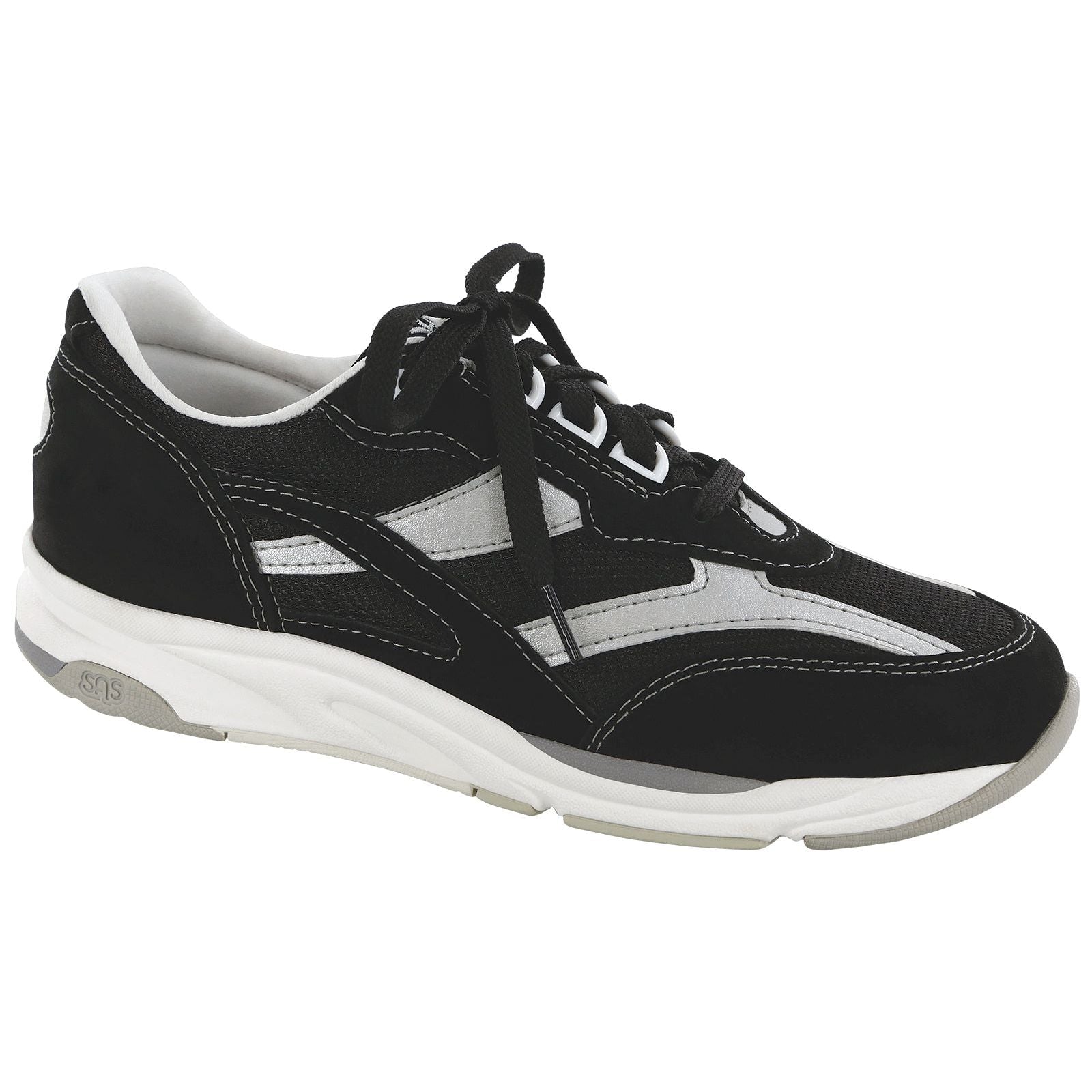 Women's Tour Mesh Lace Up Sneaker in Black / Silver