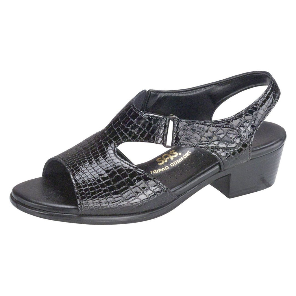 Women's Suntimer Heel Strap Sandal in Black Croc Wide