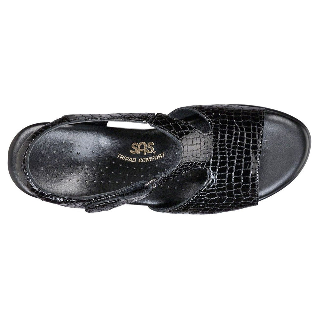 Women's Suntimer Heel Strap Sandal in Black Croc Wide