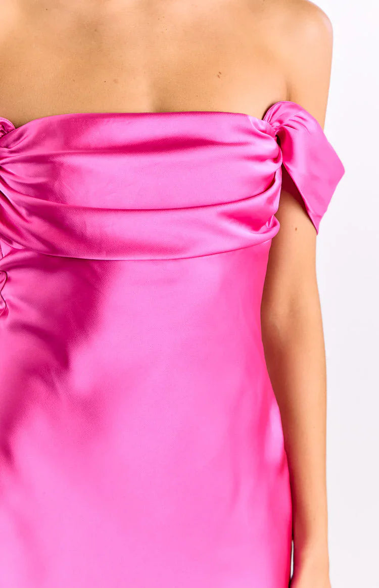 Rose Satin Embrace Mini Dress