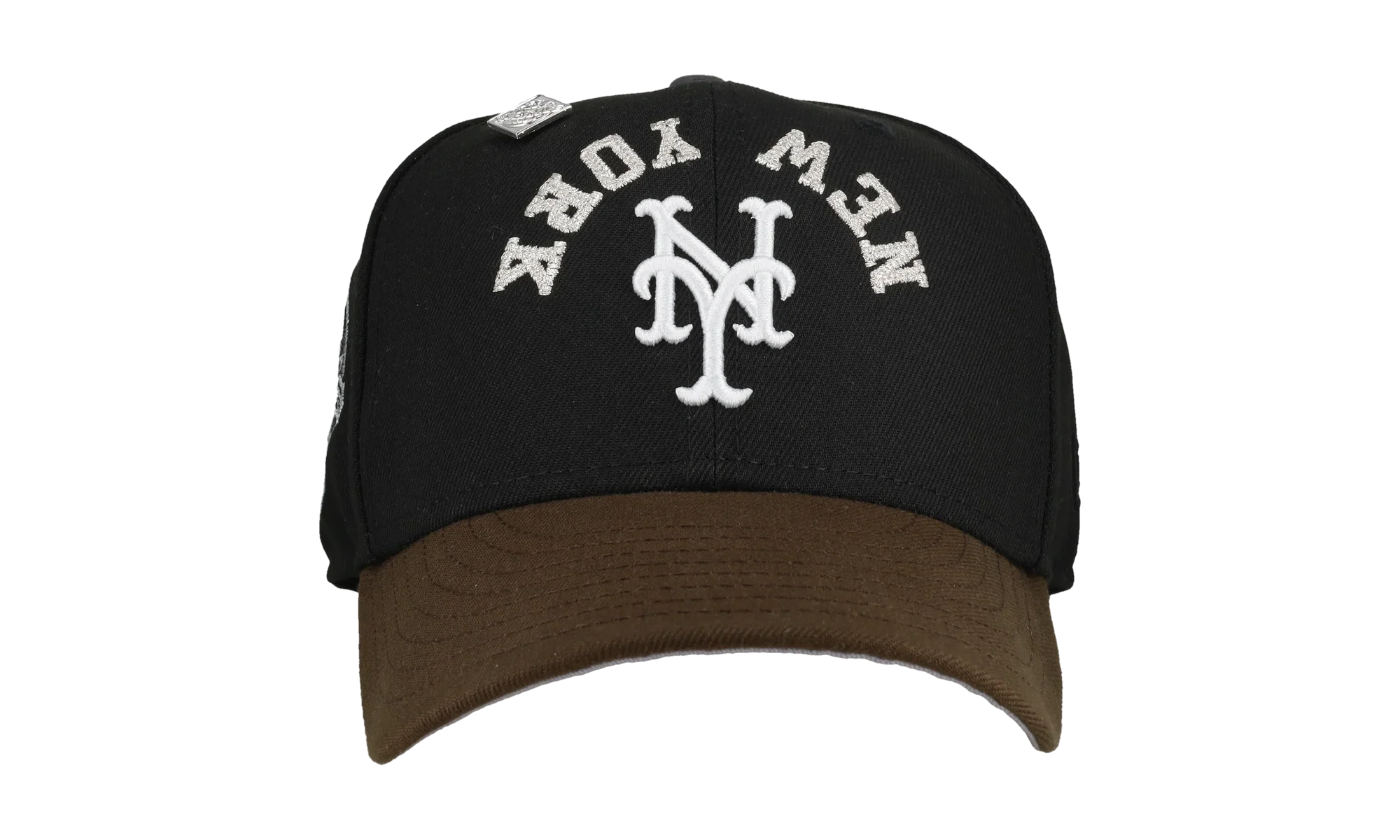 59FIFTY New York Mets 50th Anniversary Upside Down Script Fitted Hat "Black / Brown" NE198