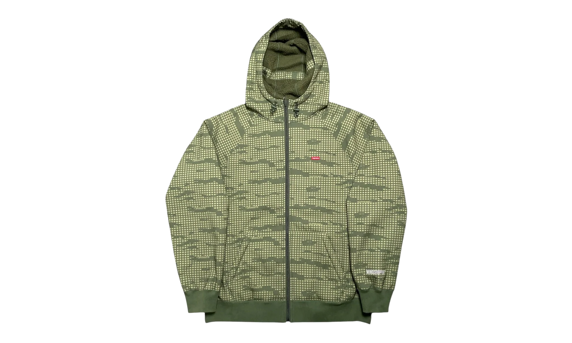 WINDSTOPPER Zip Up Hooded Sweatshirt "FW21 - Olive Grid Camo" SU27131