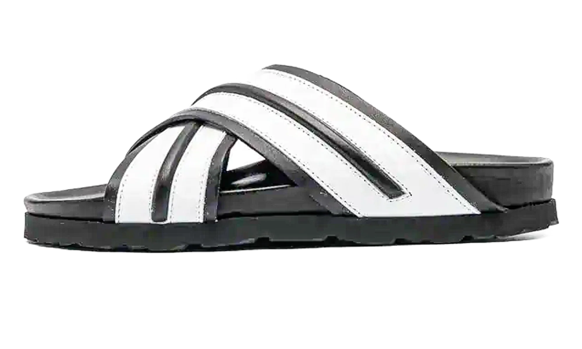 Criss-Cross Slip-On Sandals "Black/White" 231695M234013