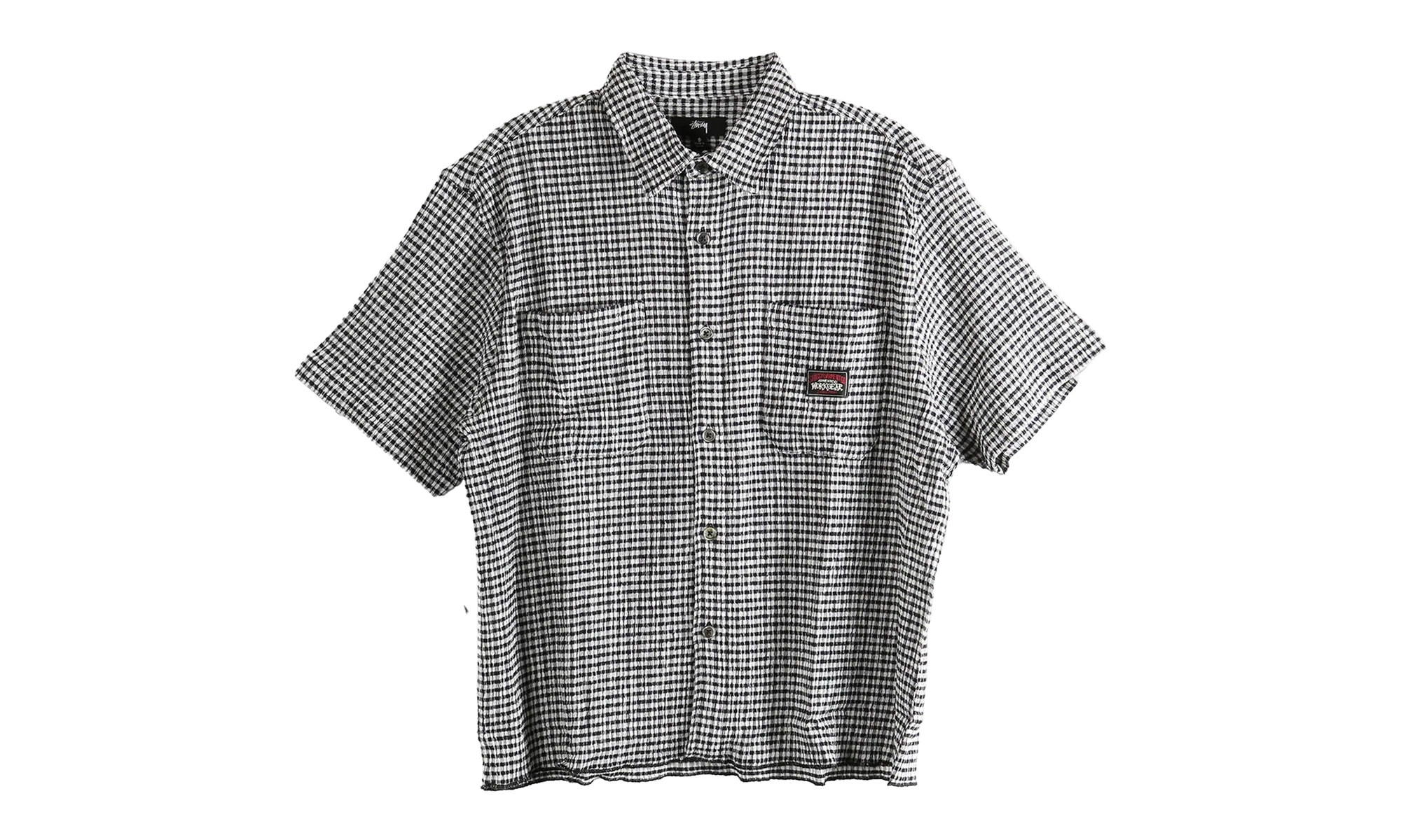 Crinkled Check Short Sleeve Shirt "BLACK" 1110371 BLAC