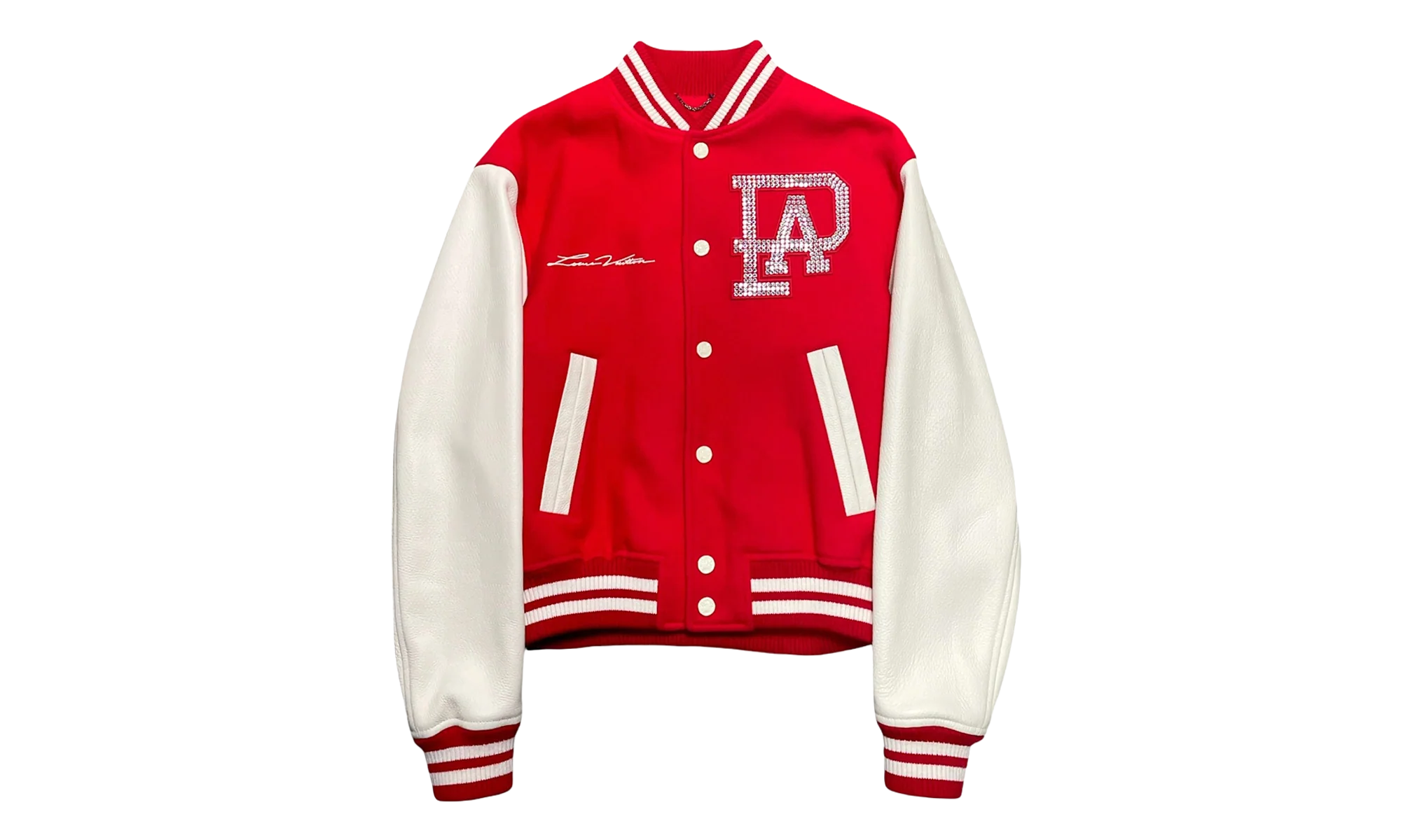 Mix Leather Varsity Jacket "Pharrell Williams - Bright Red/White" 1AFIQJ