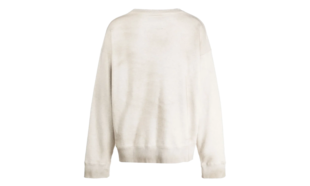 Distressed Teddy Bear Logo Crewneck Sweatshirt "Cream Multi" J10PO513 WHITE