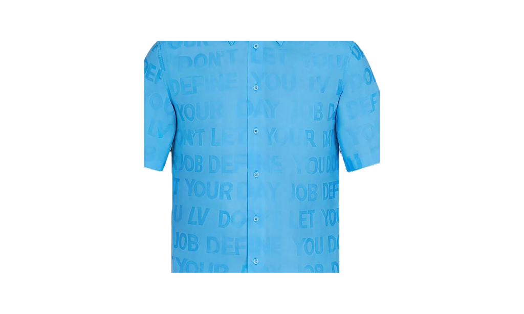 Tonal Letter Button Up Short Sleeve Shirt "Blue" 1A8XBP