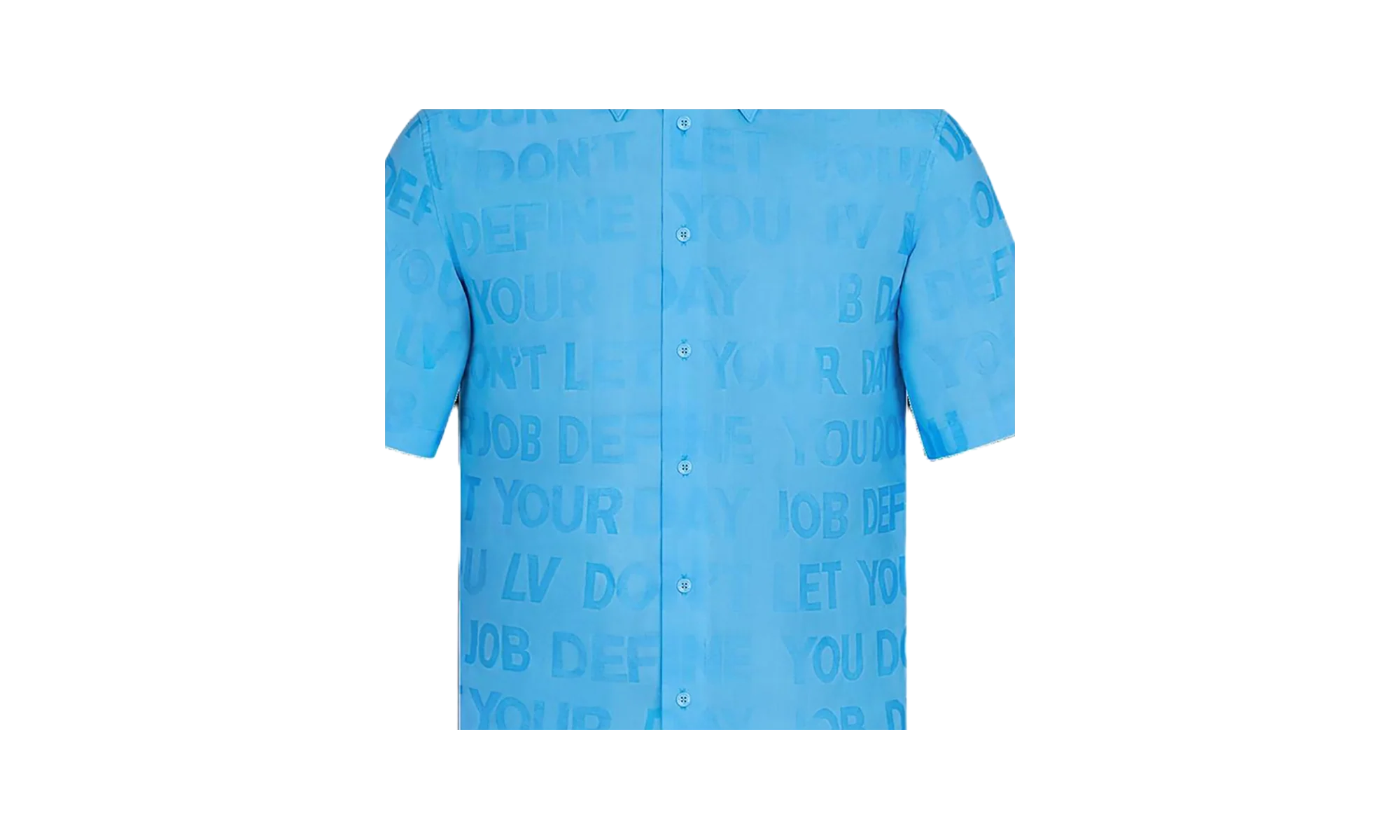 Tonal Letter Button Up Short Sleeve Shirt "Blue" 1A8XBP