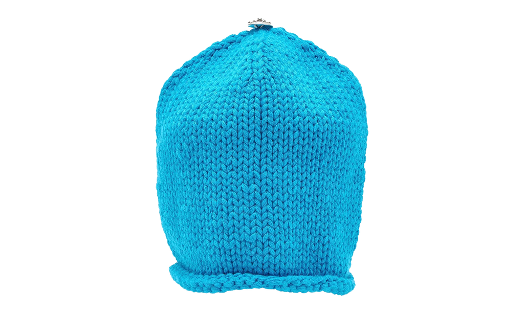 Leather Cross Patch Cashmere Knit Beanie "Blue / Purple" CHRM1132