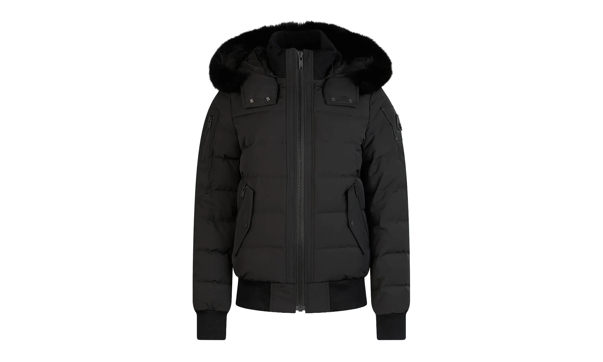 Ladriere Shearling Trim Bomber Jacket "Black / Black" M39LB015 BLK W BLK