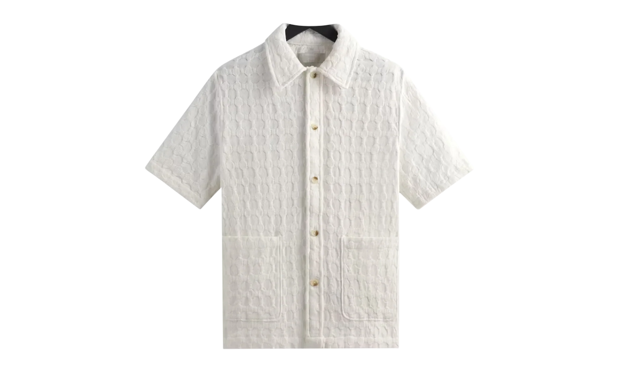 Honeycomb Dobby Boxy Collared Overshirt "White" KITH25