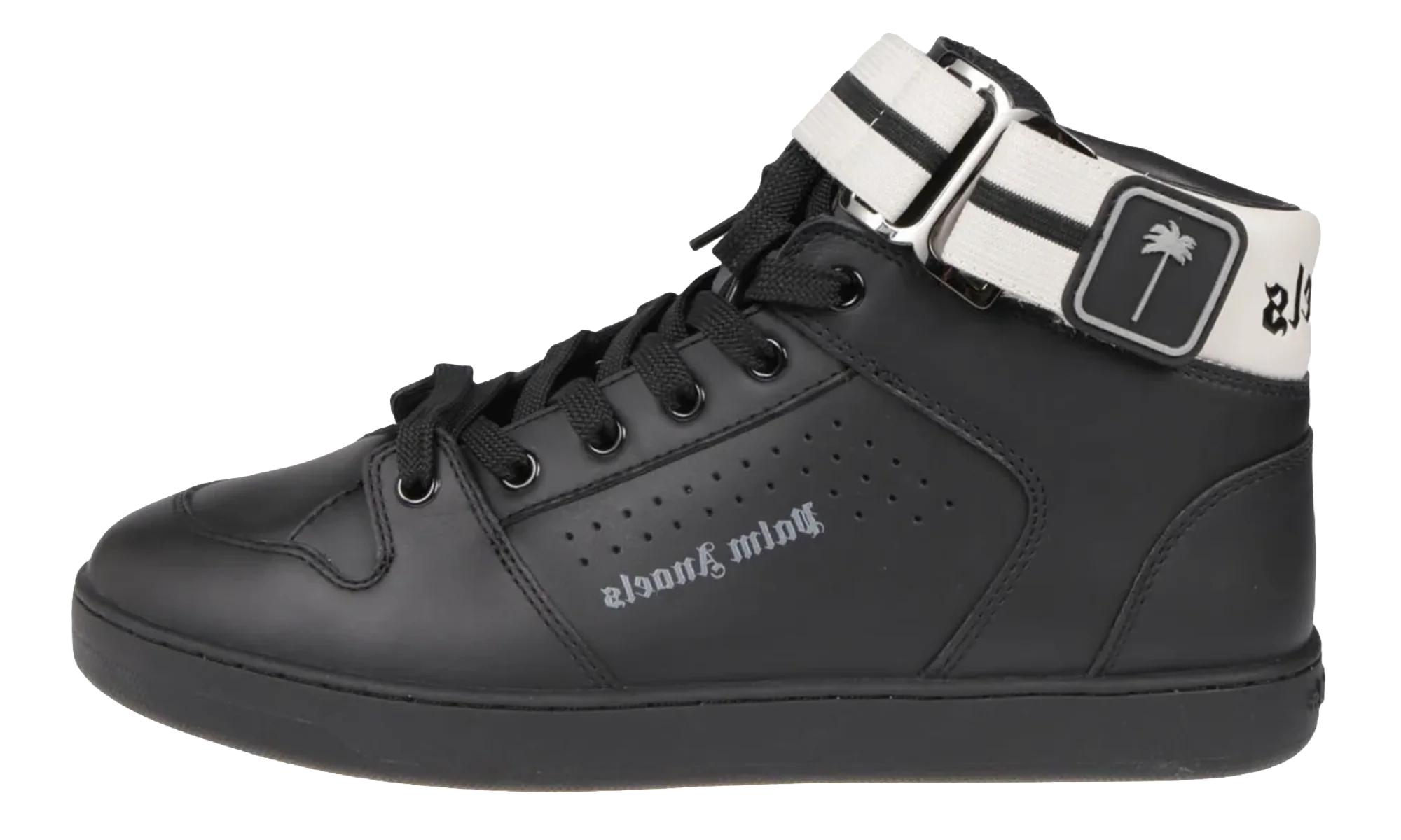 Hightop Strapped Sneakers "Black" PMIA077F22LEA0011010