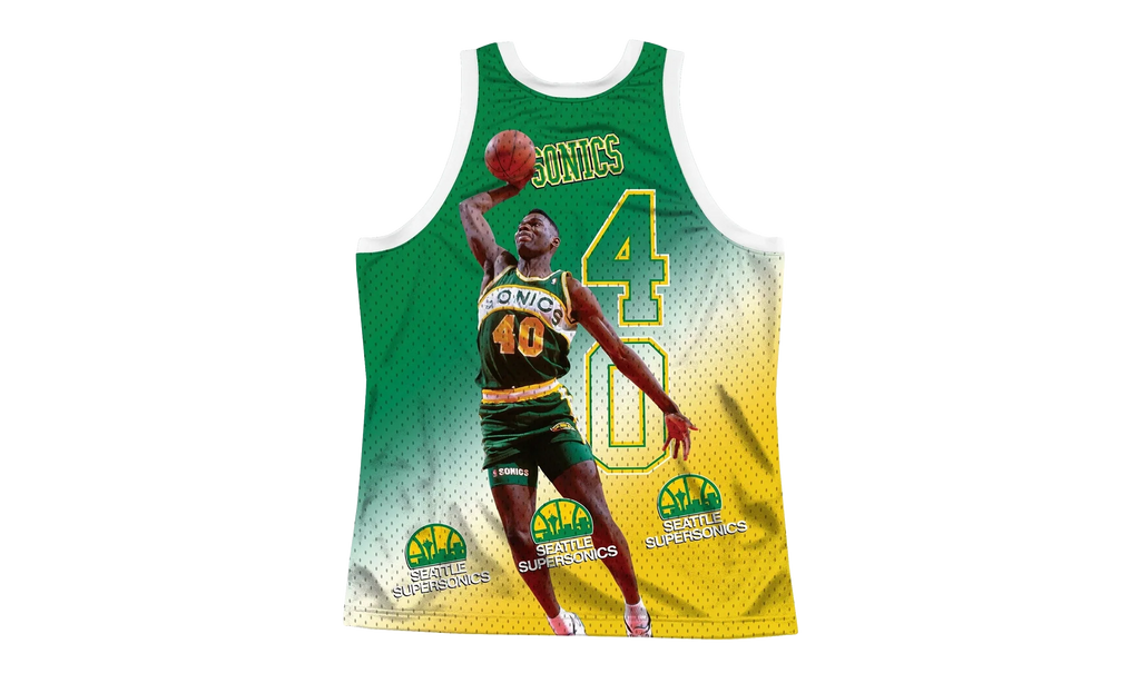 NBA Behind The Back Jersey "Seattle Supersonics Shawn Kemp" MSTKMI19002 SSUWHITSKE