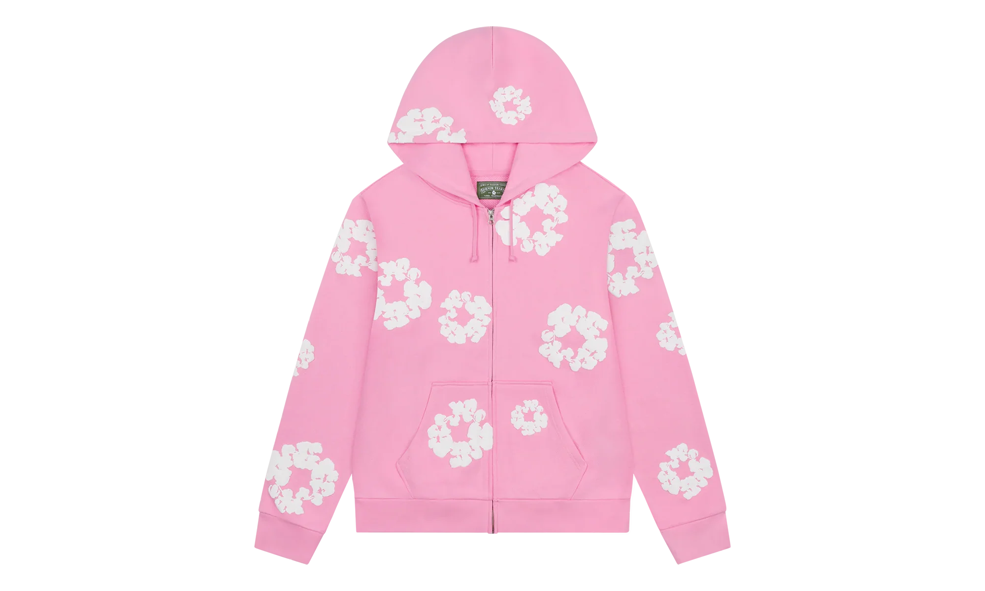 The Cotton Wreath Zip Hooded Sweatshirt "Pink" DT330