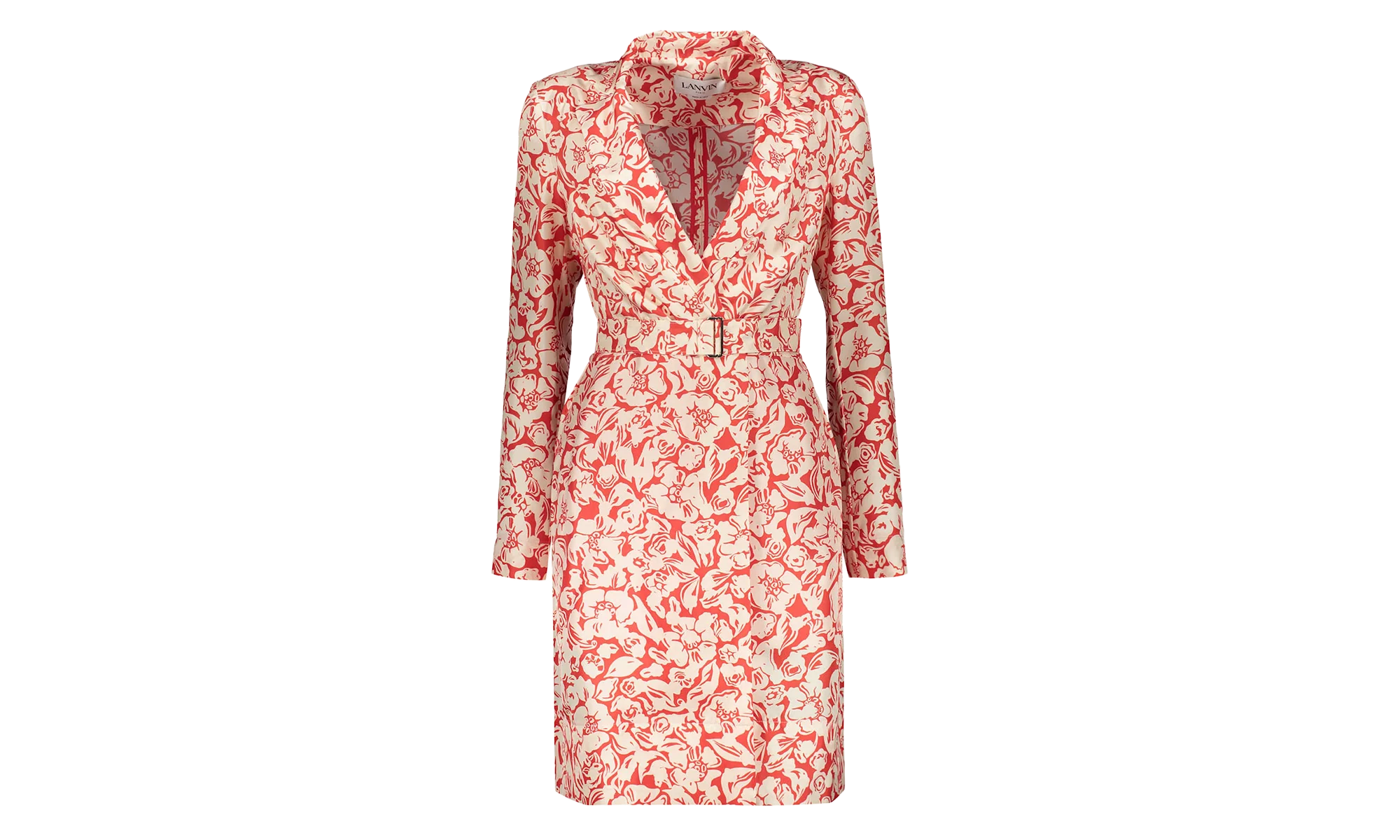 SILK FLORAL WRAP MIDI DRESS "Red" RW DR0013 5615 P23 37