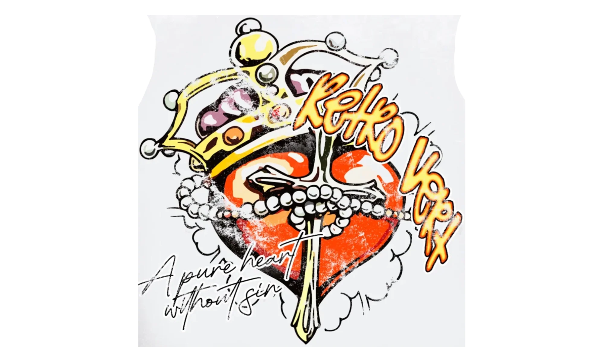 Heart Yellow Red Cutoff Tee "White" RET011
