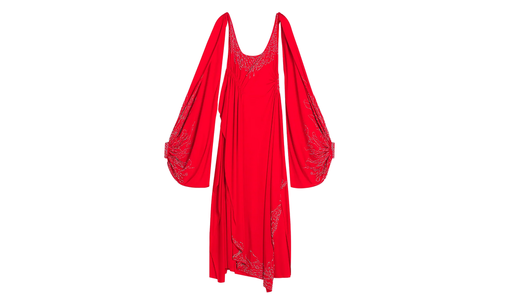 EMBROIDERED DRESS WITH OPEN SLEEVES "Red" RW DR9019 4893 E24 340