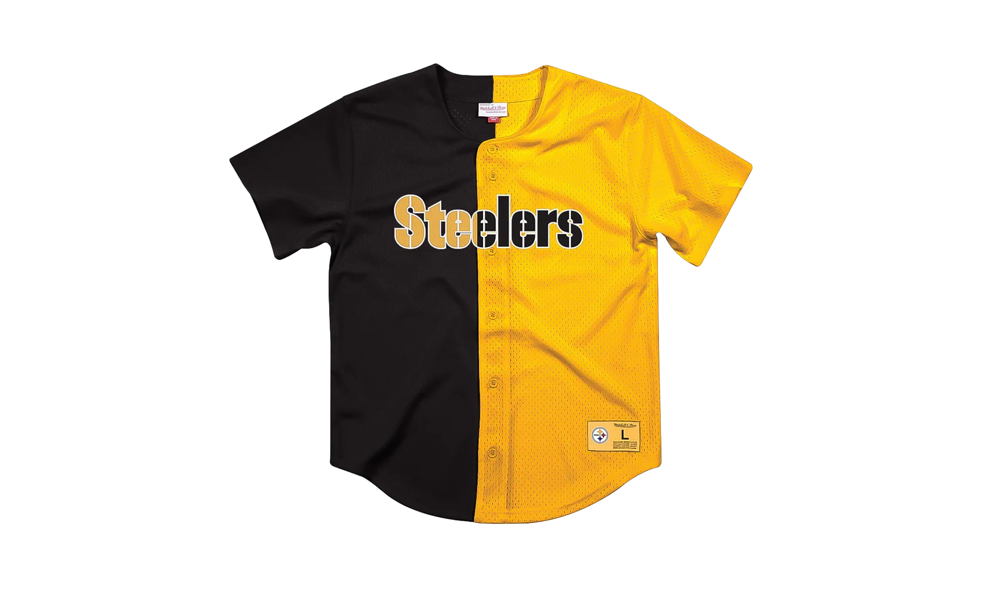 NFL Split Color Mesh Button Front Shirt "Pittsburgh Steelers- Black" FA88Y3 PST K HFH