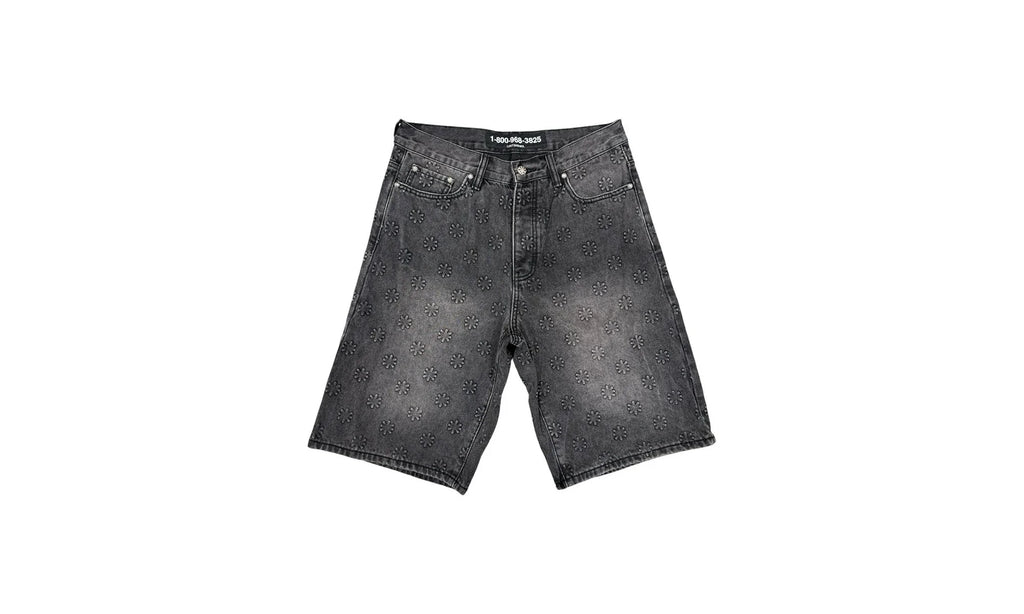 Embossed Jean Shorts "Black" 10049739