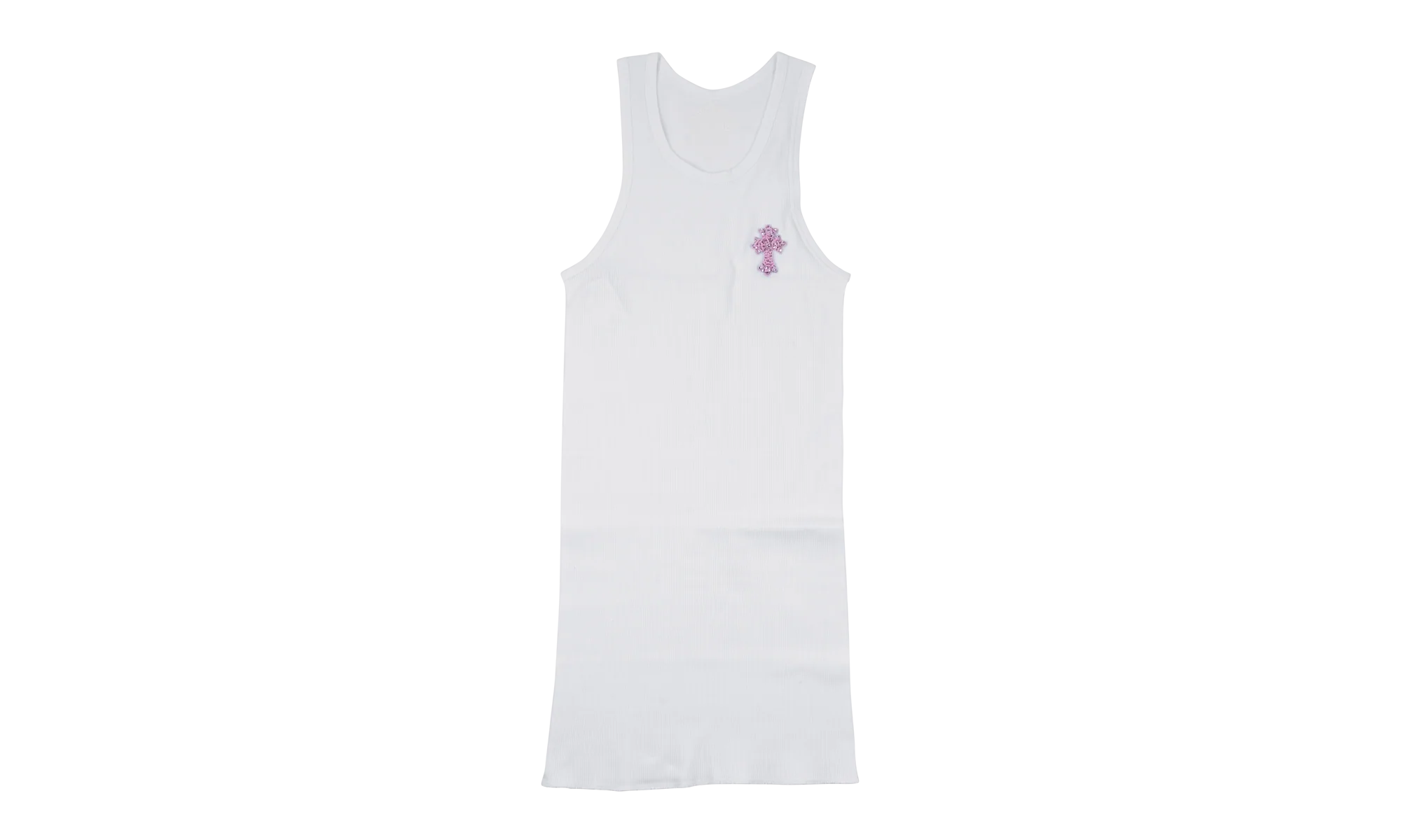 Art Basel Pink Crystal Cross Tank Top "White" CHRM0674