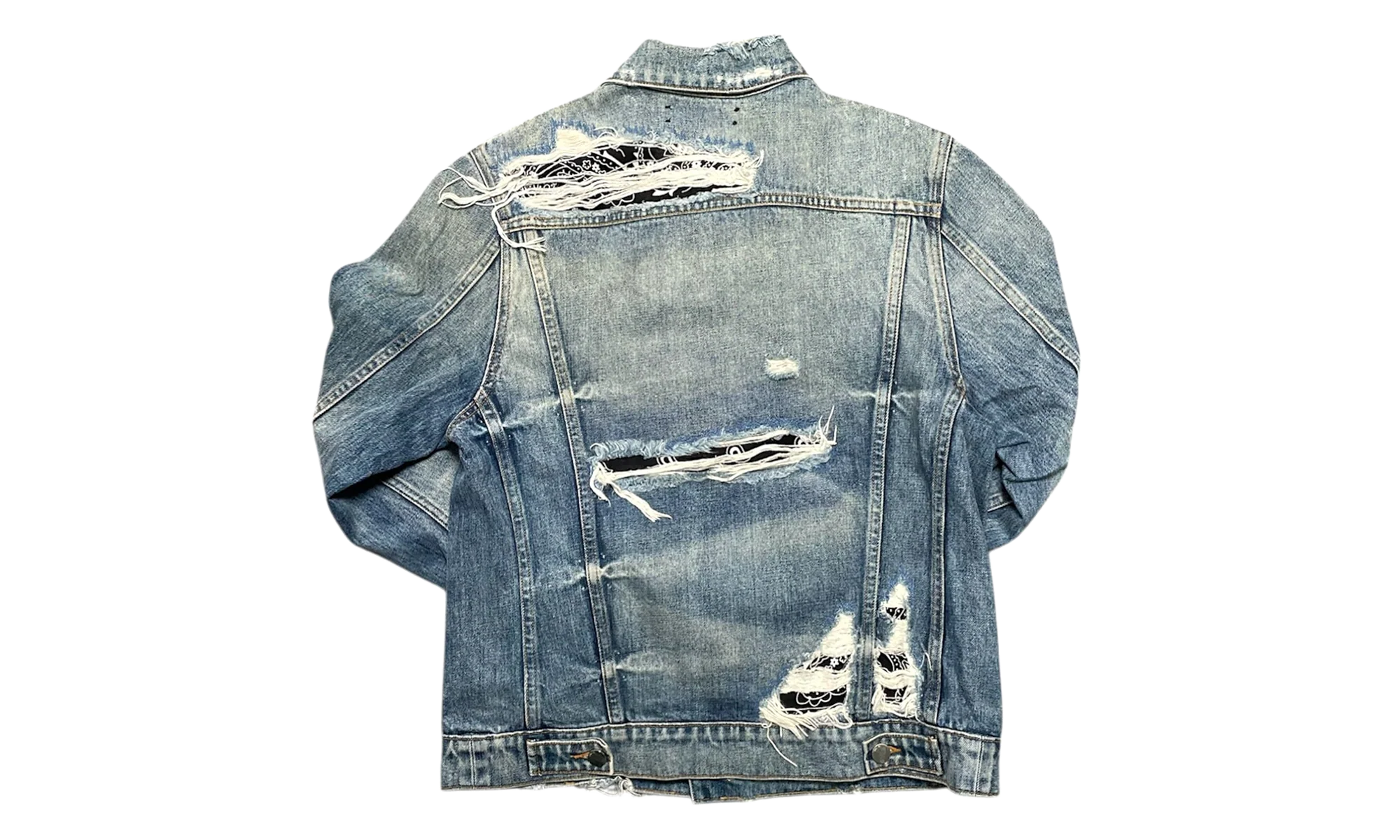 Bandana Distressed Denim Jacket "Indigo Black" ABBDJB