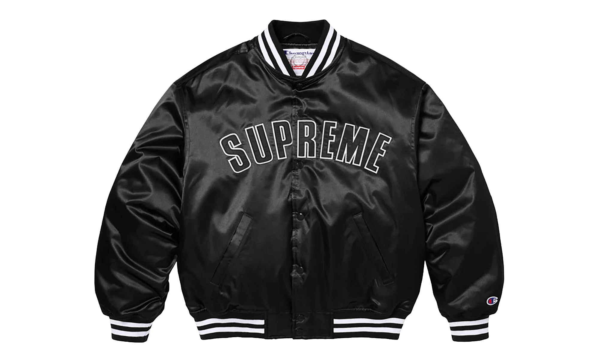 Champion® Satin Varsity Jacket "SS26 - Black" SU27455