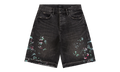 Splatter Embroidery Denim Shorts "Black" P059 UBSB226