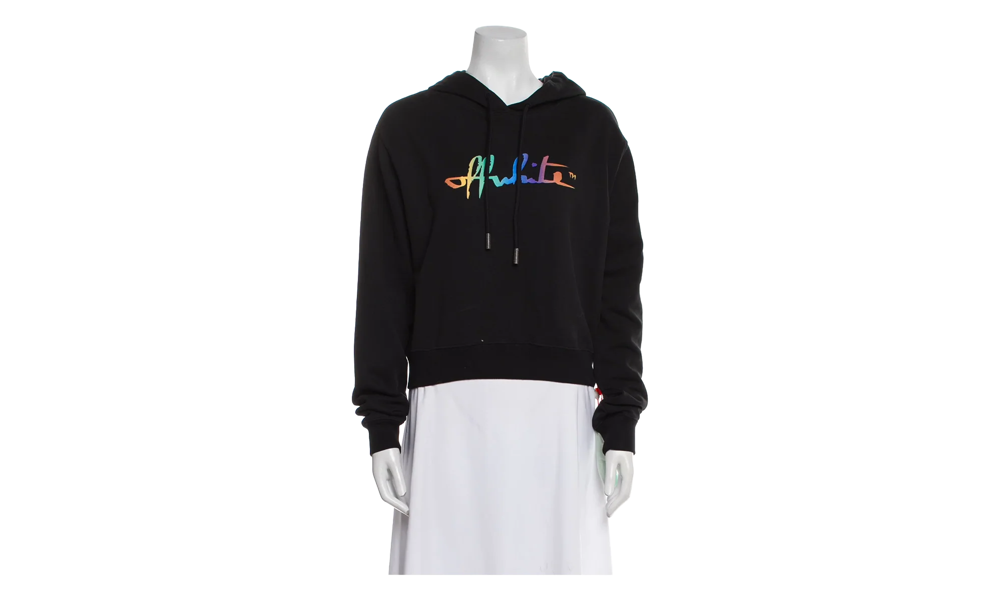 Rainbow Cropped Hoodie "Black / Multicolor" OWBB016R21JER0021084