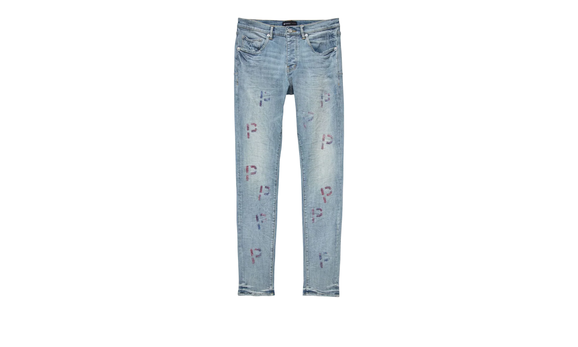 LIGHT INDIGO EMBROIDERY PUNCH P PLAID "Blue" P001 LEPP223