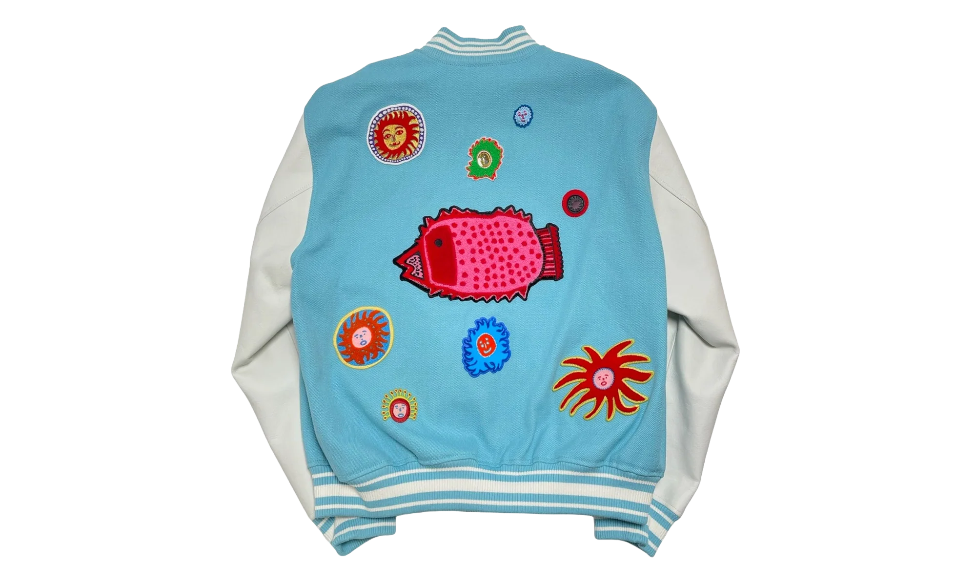 Embroidered Faces Varsity Jacket "YK - Blue" 1AB8H8