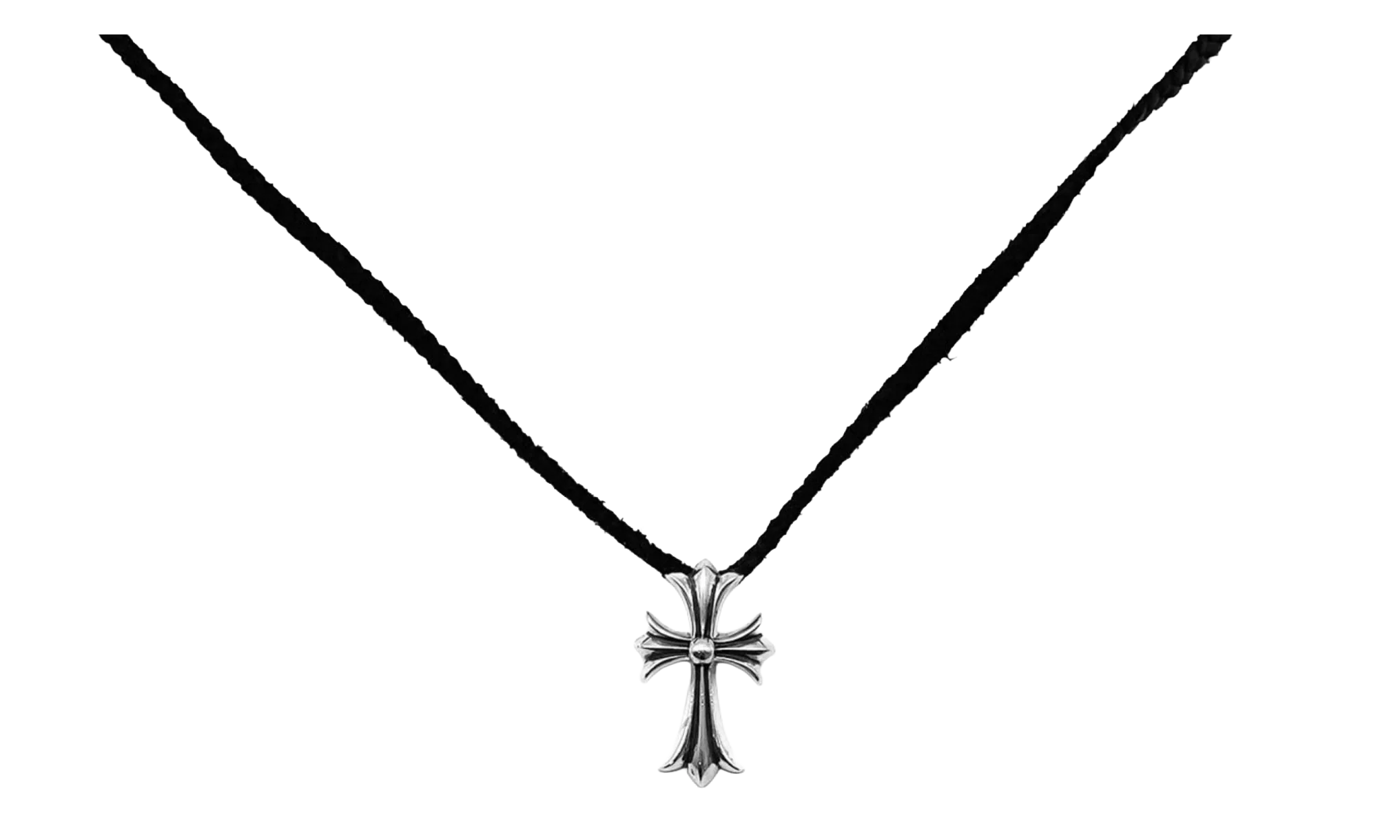 Cross Leather Braids Necklace "Silver" CHRM0909