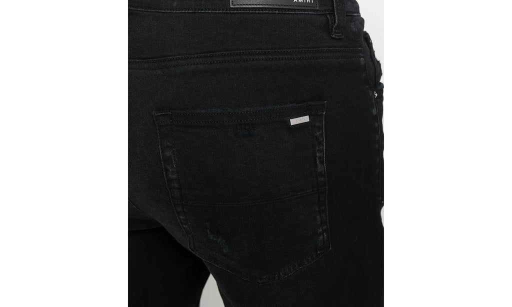 Slit Knee Cotton Denim Jeans "Antique Black" MDS003 003