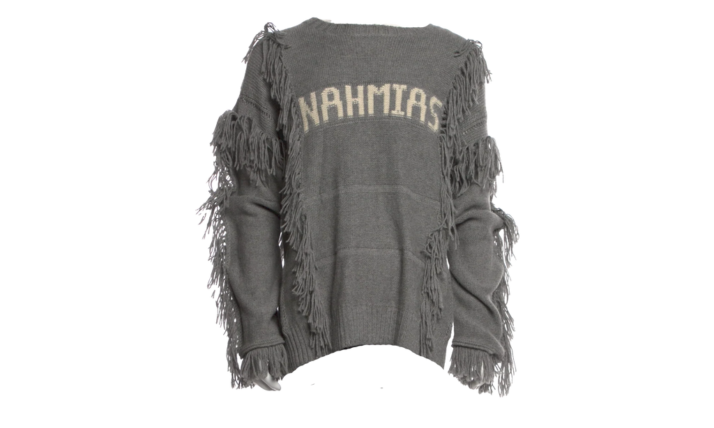 Crewneck Poncho Fringe Sweater "Grey" AW23 KW5 T16G1 020