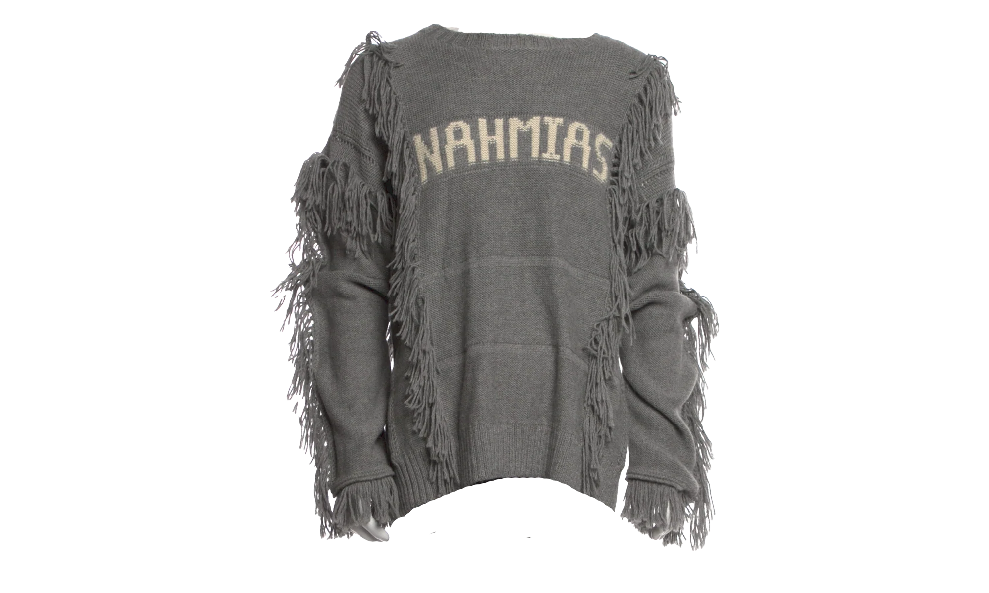Crewneck Poncho Fringe Sweater "Grey" AW23 KW5 T16G1 020