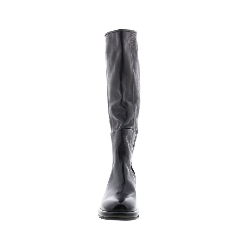 Lynton A95305-101 Womens Black Leather Zipper Knee High Boots