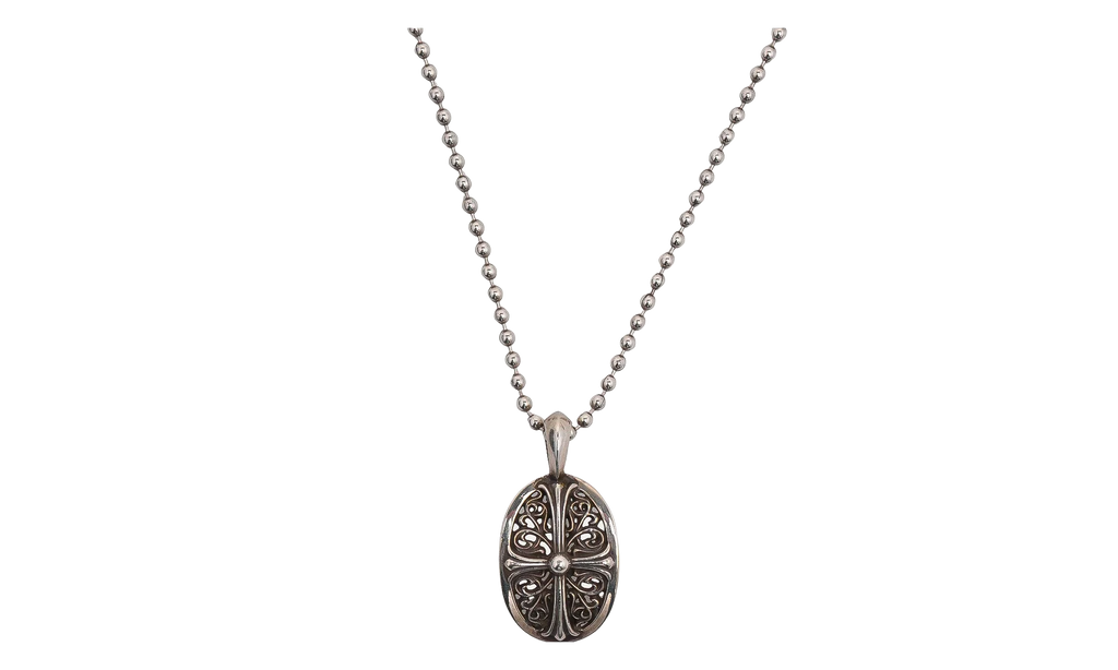 Oval Cross Pendant with Ball Chain "Silver" CHRM1135