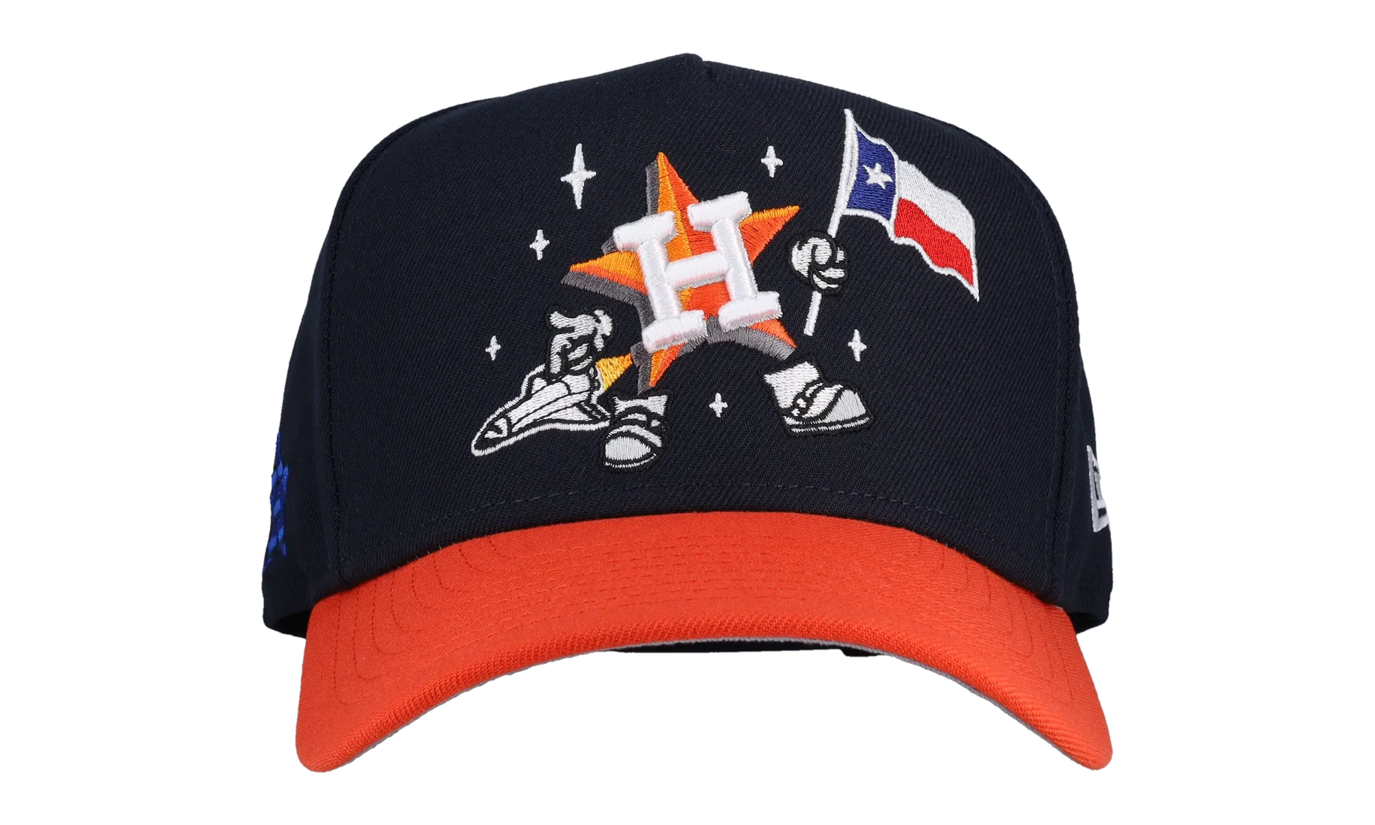 9FIFTY Houston Astros Cartoon A Frame Snapback Hat "Navy / Orange" NE133