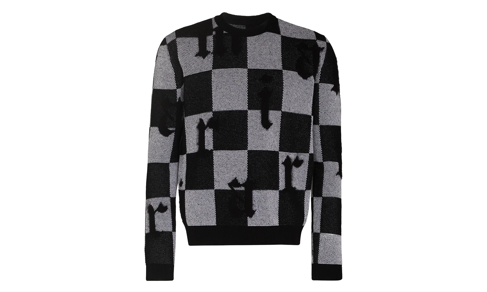 Logo Check Cashmere Crewneck Sweatshirt "Black / White" MKL018 004