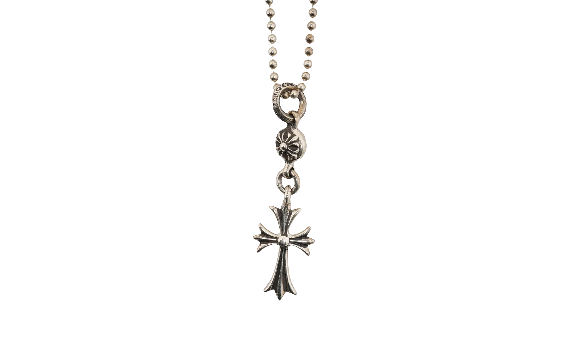 Small Cross Ball Chain Necklace "Silver" CHRM0644
