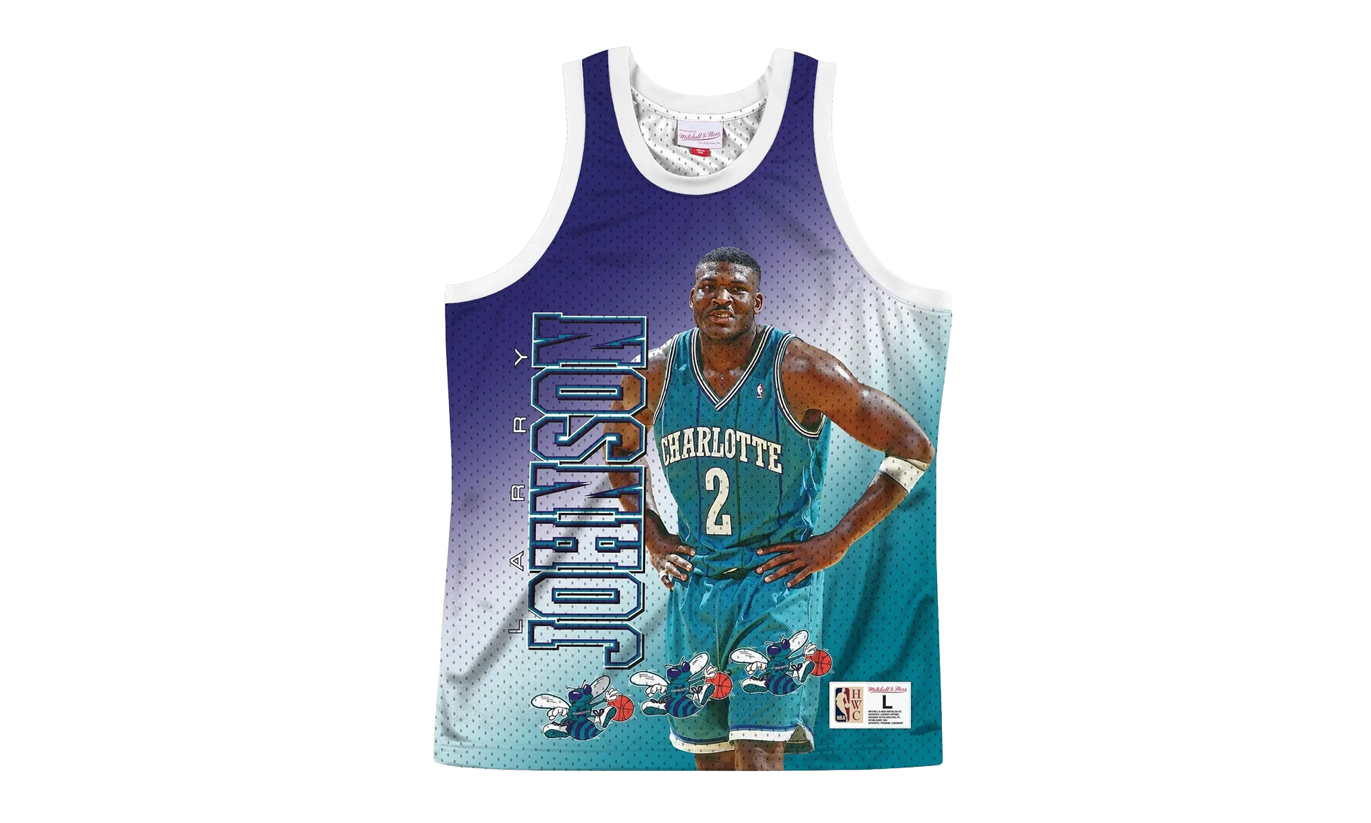 NBA Behind The Back Jersey "Charlotte Hornets Larry Johnson" MSTKMI19002 CHOWHITLJO