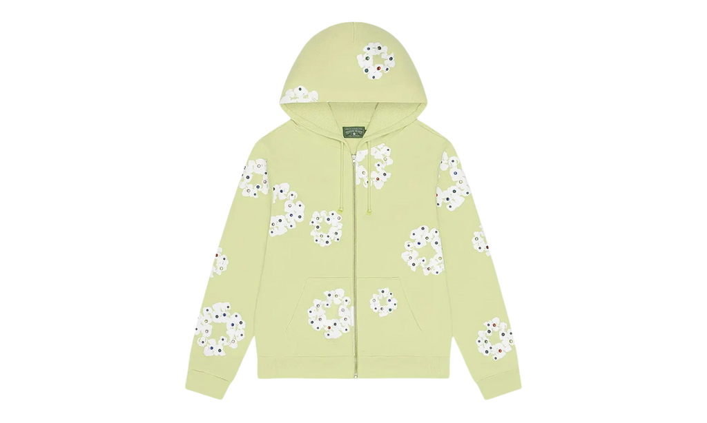 Rhinestone Cotton Wreath Zip Hoodie "Mint" DT517