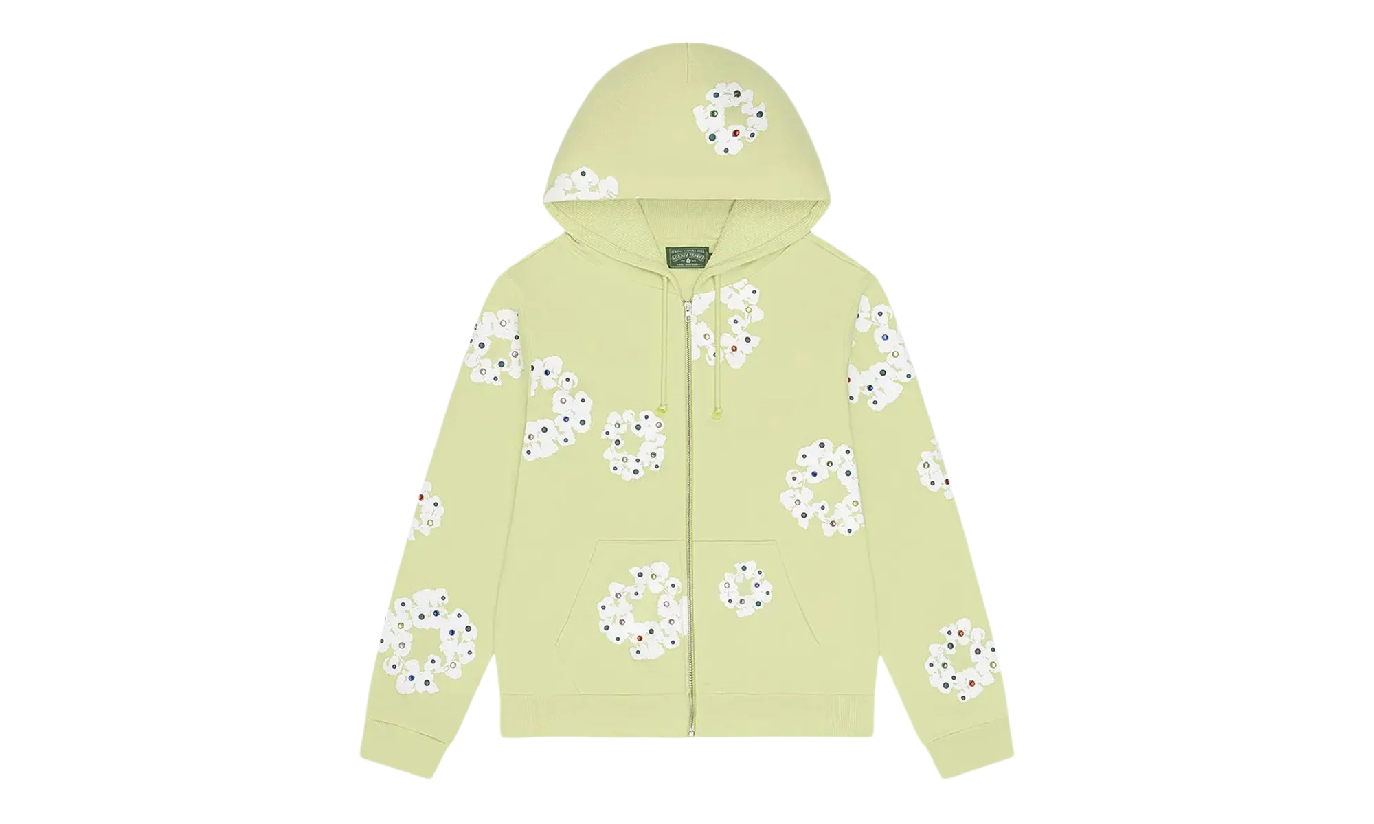 Rhinestone Cotton Wreath Zip Hoodie "Mint" DT517