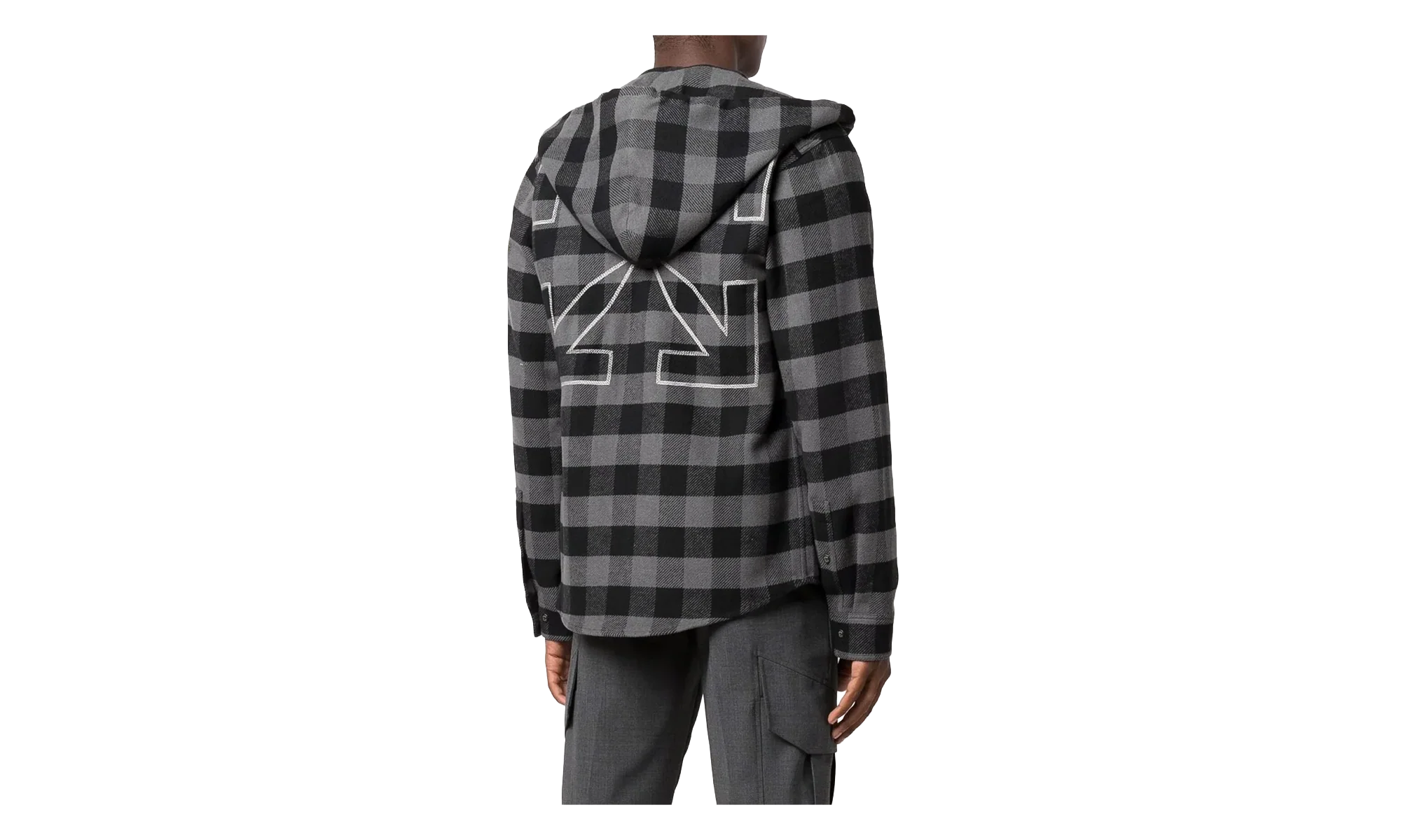 Arrow Hoodie Flannel Shirt "Black / White" OMGA125F21FAB0010501