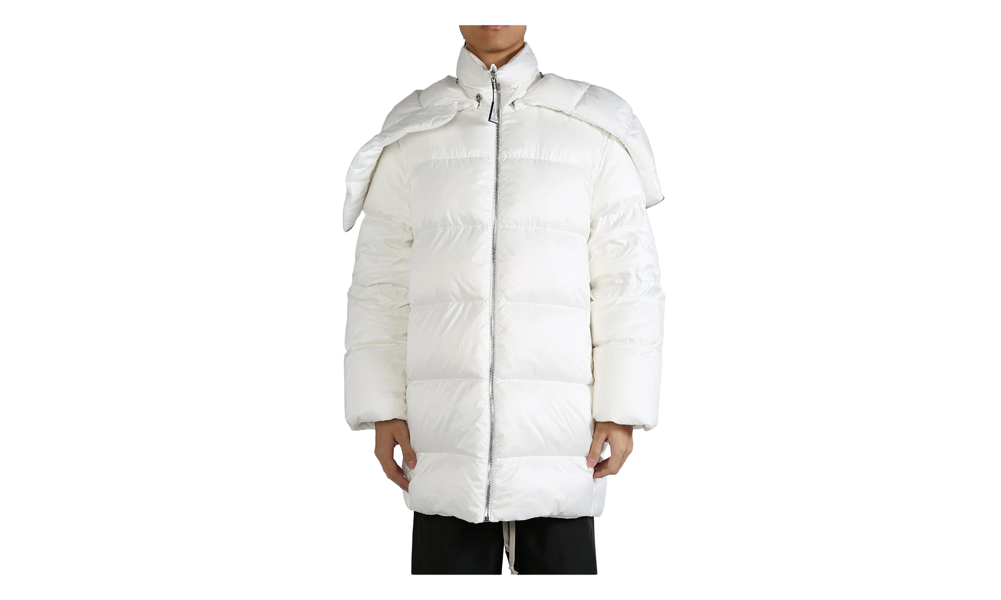 Rick Owens Woven Hooded Cyclopic Coat "Milk" MON39