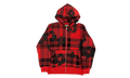 The Cotton Wreath Logo Zip Up Hooded Sweatshirt "Plaid - Red / Black" DT297