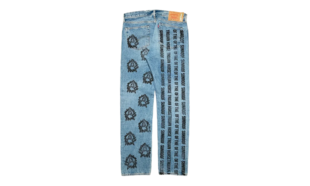 Levi's 501 Virgil Abloh Logo Jeans "Sunroof Of The Horse - Indigo / Black" DT301