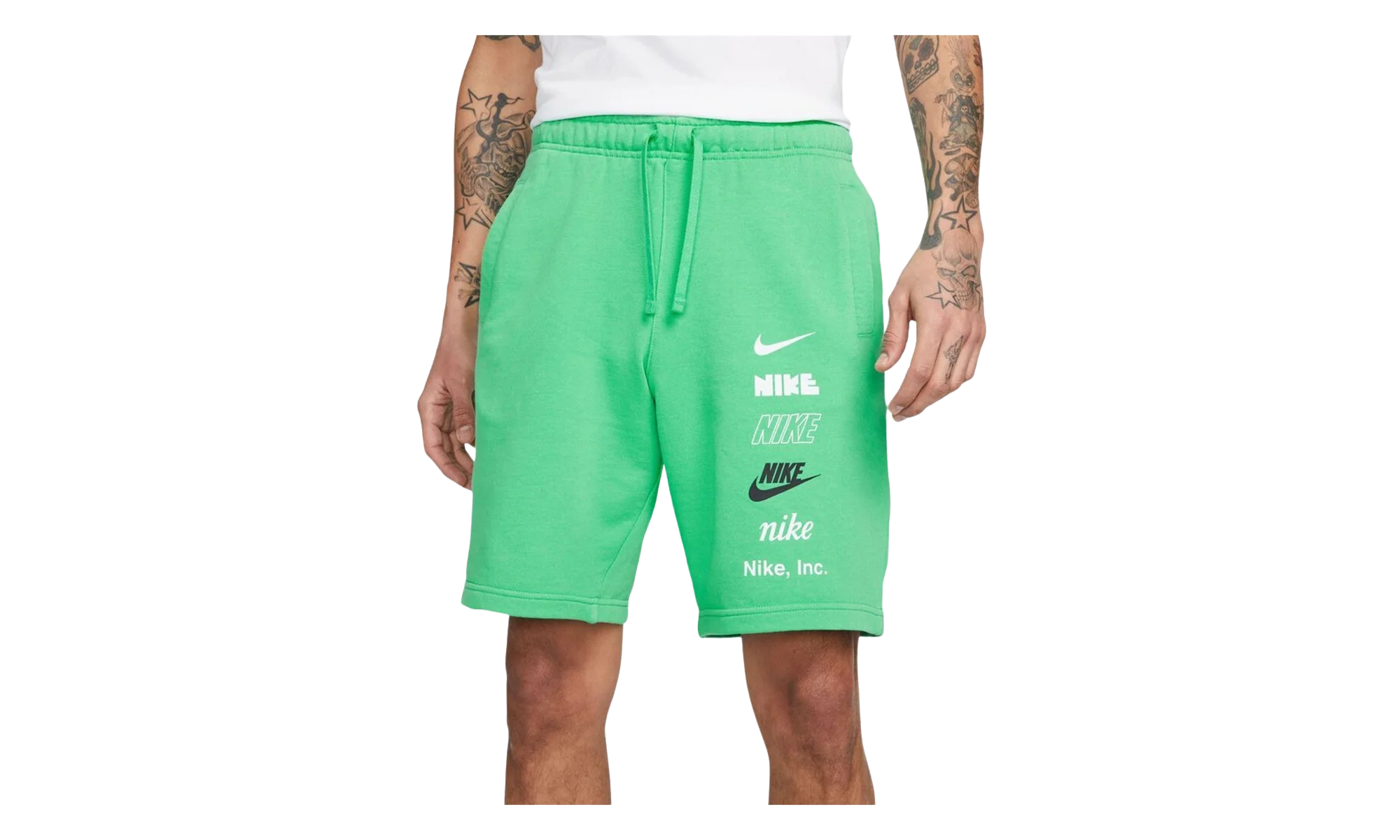Club+ French Terry Multi-Logo Shorts "Spring Green" FB8830 363