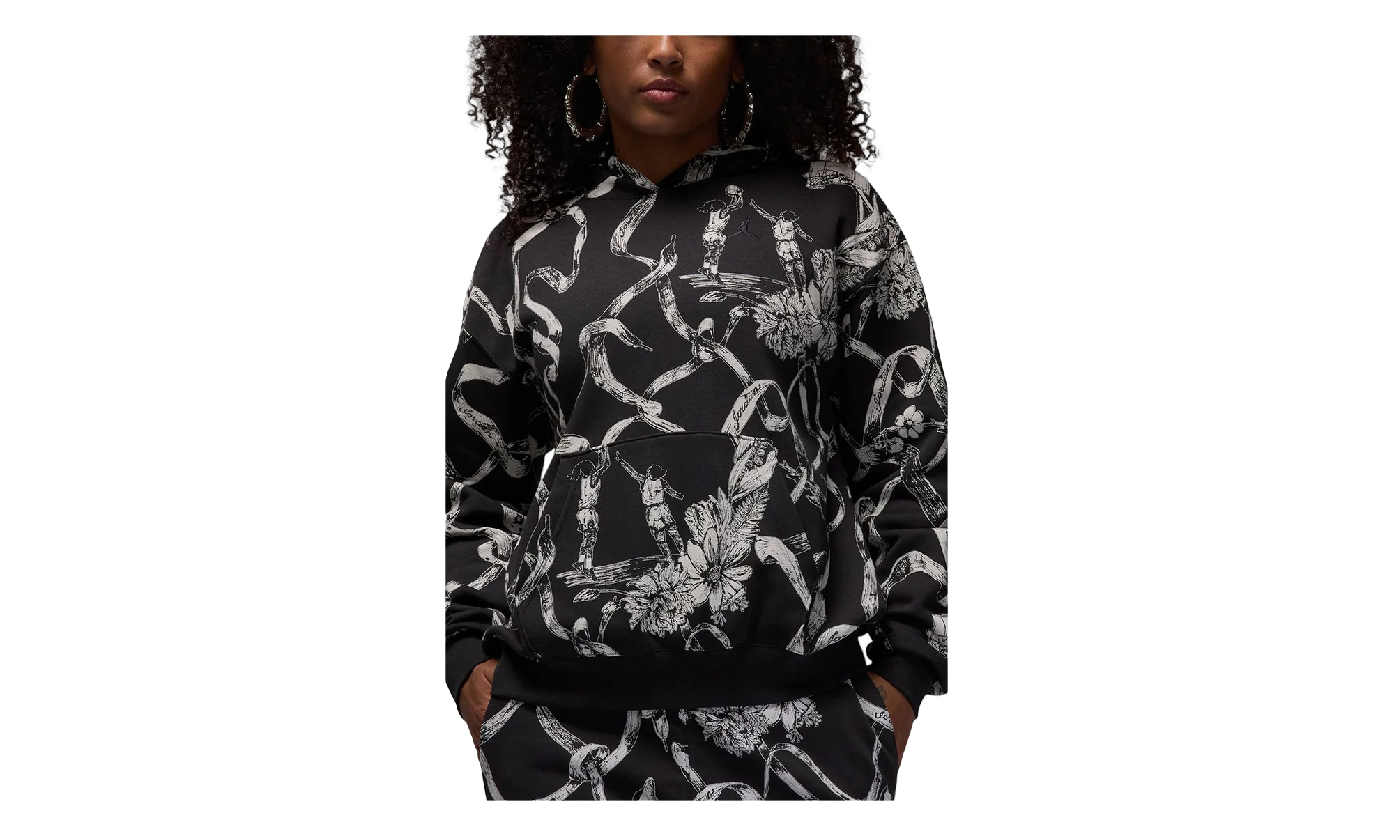 AIR JORDAN BROOKLYN FLEECE PRINTED PULLOVER WMNS "Black / Off Noir" HF0440 045