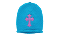 Leather Cross Patch Cashmere Knit Beanie "Blue / Purple" CHRM1132